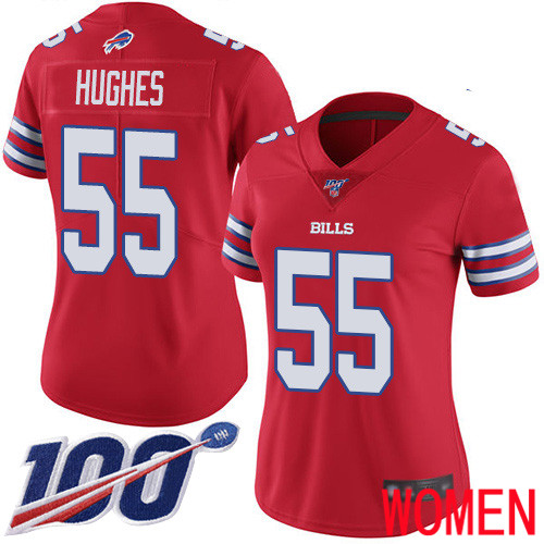 Women Buffalo Bills #55 Jerry Hughes Limited Red Rush Vapor Untouchable 100th Season NFL Jersey->women nfl jersey->Women Jersey